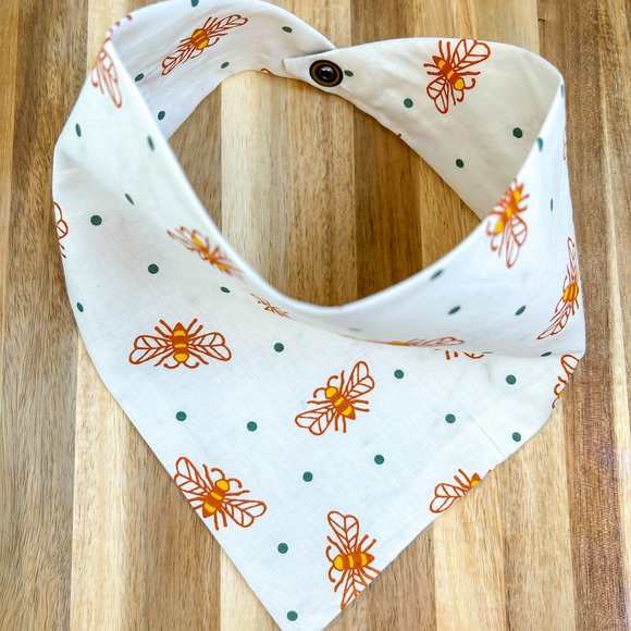 Spring Bee Dog Bandana | Premium, handmade, snap button - Picture 4 of 8